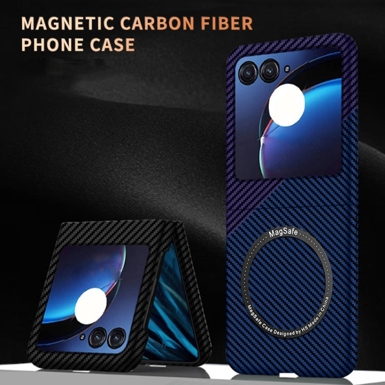 For Motorola Razr 50 Carbon Fiber Texture MagSafe Magnetic Phone Case(Blue Purple) - free shipping - PMC TechLife - Order now!