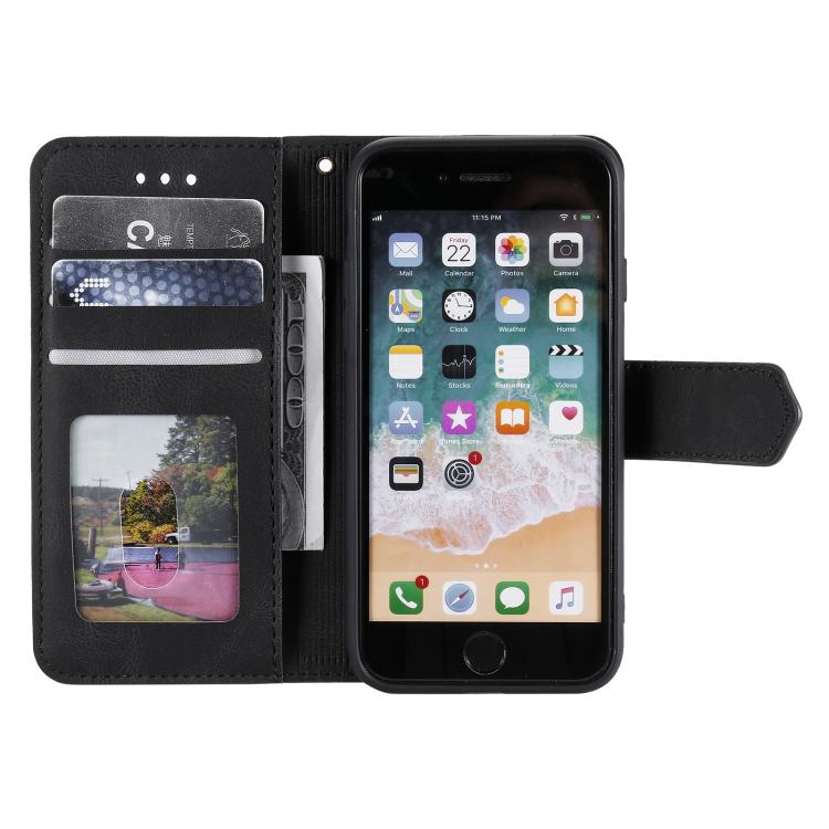 For iPhone 16e Nail Skin Feel Stitching Calf Texture Leather Phone Case(Black) - iPhone 16e Cases by PMC TechLife | Online Shopping South Africa | PMC TechLife | Buy Now Pay Later Mobicred