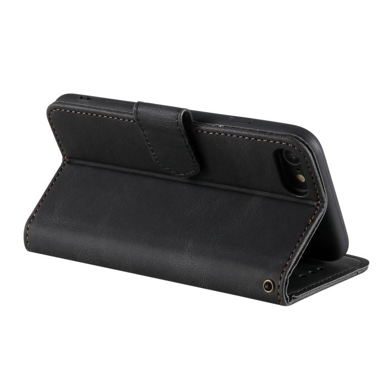 For iPhone 16e Nail Skin Feel Stitching Calf Texture Leather Phone Case(Black) - iPhone 16e Cases by PMC TechLife | Online Shopping South Africa | PMC TechLife | Buy Now Pay Later Mobicred