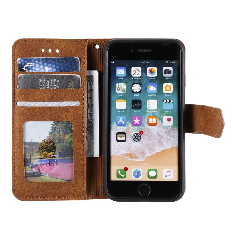 For iPhone 16e Nail Skin Feel Stitching Calf Texture Leather Phone Case(Brown) - iPhone 16e Cases by PMC TechLife | Online Shopping South Africa | PMC TechLife | Buy Now Pay Later Mobicred