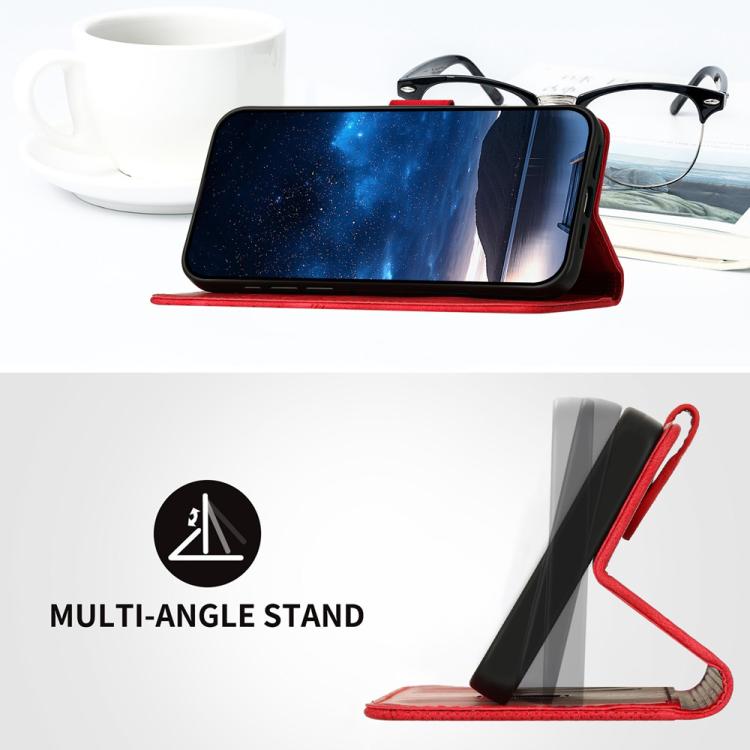 For iPhone 17 Pro Max YX0080 Grid Butterfly Embossed Pattern Flip Leather Phone Case with Lanyard(Red) - free shipping - PMc TechLife - Order now!