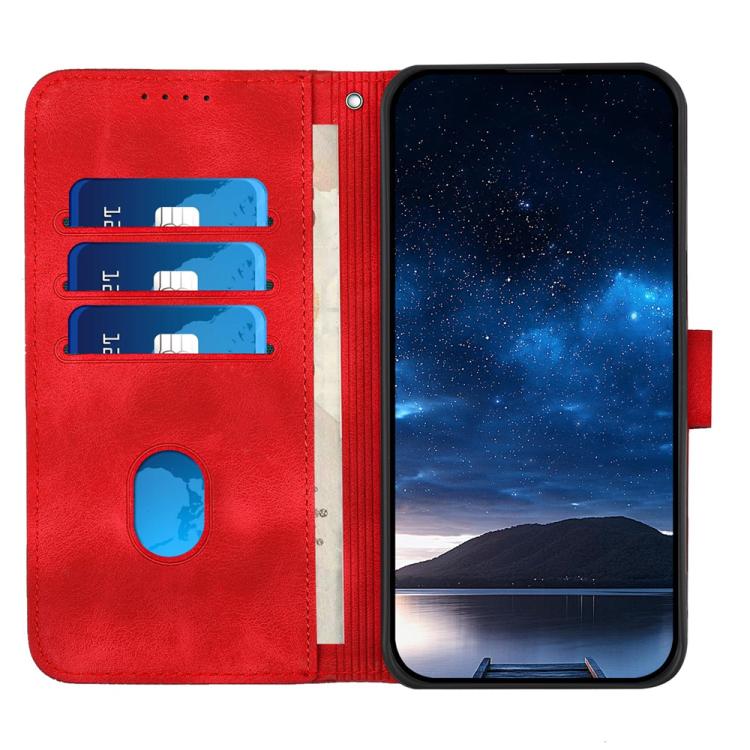 For iPhone 17 Pro YX0080 Grid Butterfly Embossed Pattern Flip Leather Phone Case with Lanyard(Red) - free shipping - PMc TechLife - Order now!