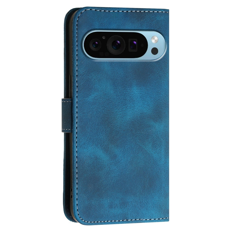 For Google Pixel 9 Pro XL YX0080 Grid Butterfly Embossed Pattern Flip Leather Phone Case with Lanyard(Dark Blue) - Google Cases by PMC TechLife | Online Shopping South Africa | PMC TechLife | Buy Now Pay Later Mobicred