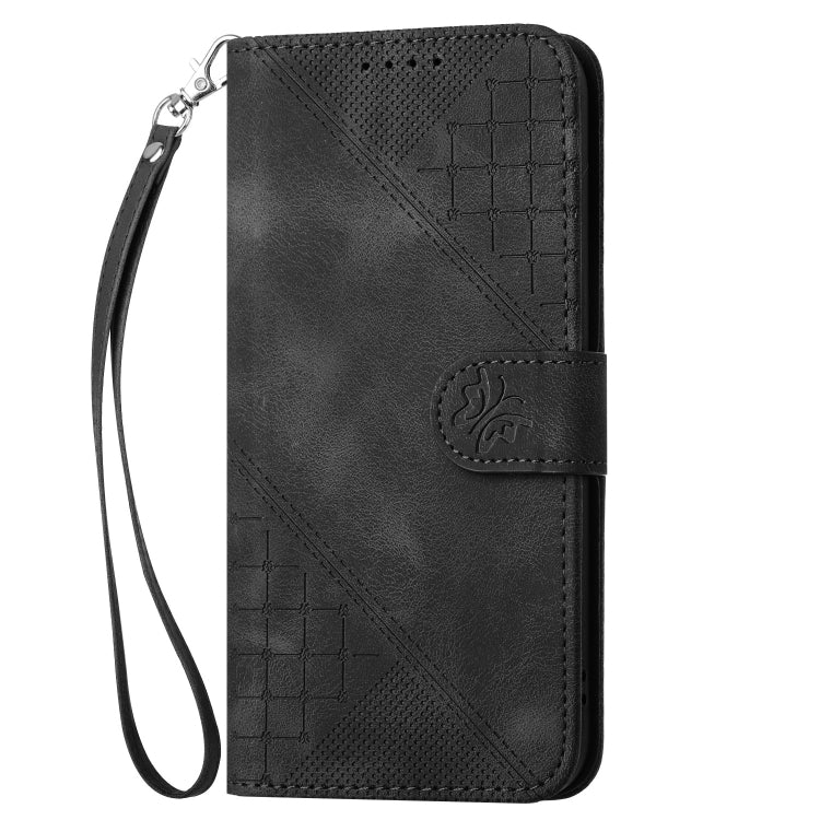 For Google Pixel 9 Pro XL YX0080 Grid Butterfly Embossed Pattern Flip Leather Phone Case with Lanyard(Black) - Google Cases by PMC TechLife | Online Shopping South Africa | PMC TechLife | Buy Now Pay Later Mobicred