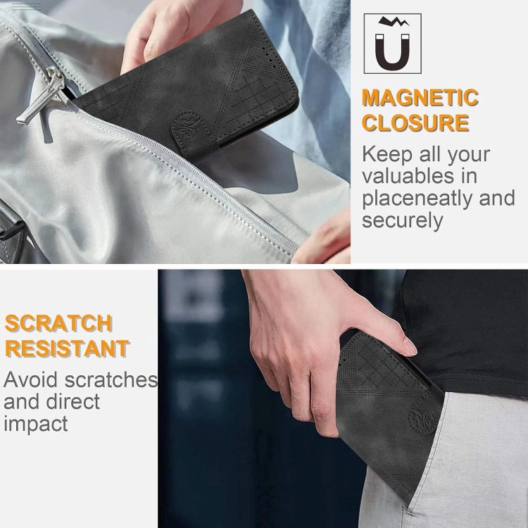 For Google Pixel 9 Pro XL YX0080 Grid Butterfly Embossed Pattern Flip Leather Phone Case with Lanyard(Black) - Google Cases by PMC TechLife | Online Shopping South Africa | PMC TechLife | Buy Now Pay Later Mobicred