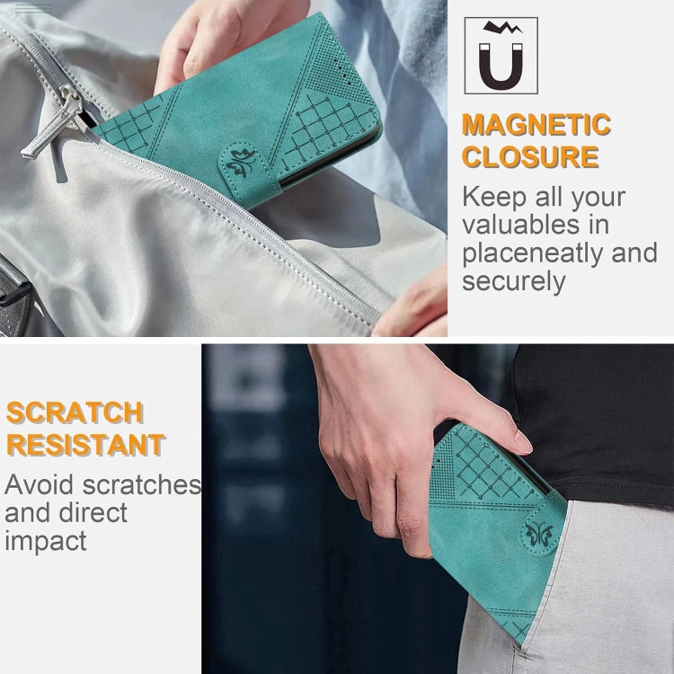 For Google Pixel 9 / 9 Pro YX0080 Grid Butterfly Embossed Pattern Flip Leather Phone Case with Lanyard(Light Blue) - Google Cases by PMC TechLife | Online Shopping South Africa | PMC TechLife | Buy Now Pay Later Mobicred