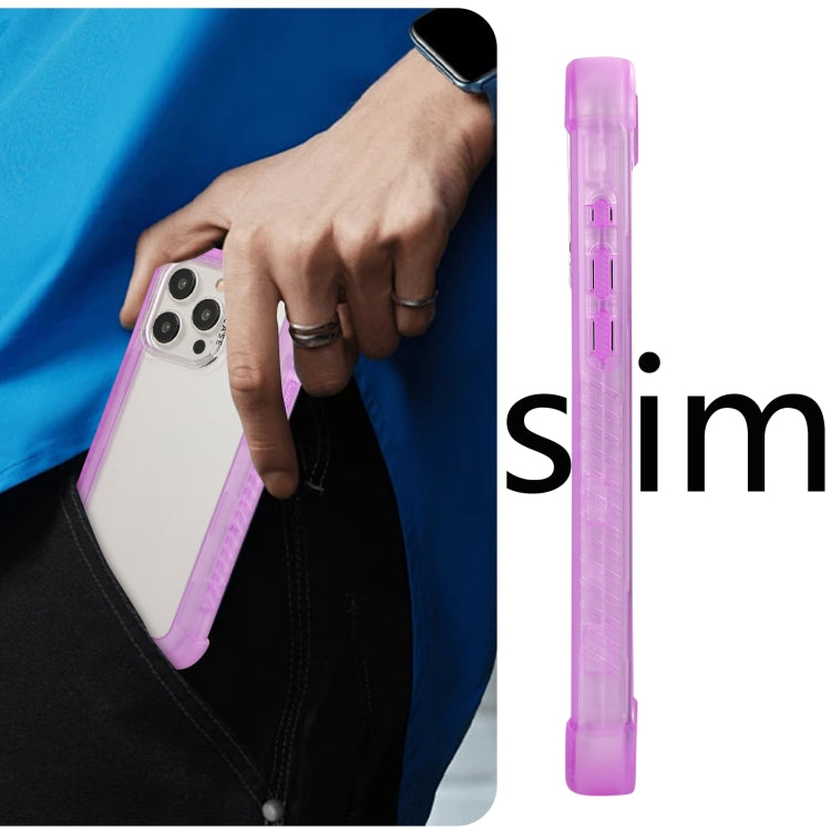 For iPhone 16 Pro Max Transparent Matte TPU Hybrid PC 3-in-1 Phone Case(Purple) - iPhone 16 Pro Max Cases by PMC TechLife | Online Shopping South Africa | PMC TechLife | Buy Now Pay Later Mobicred