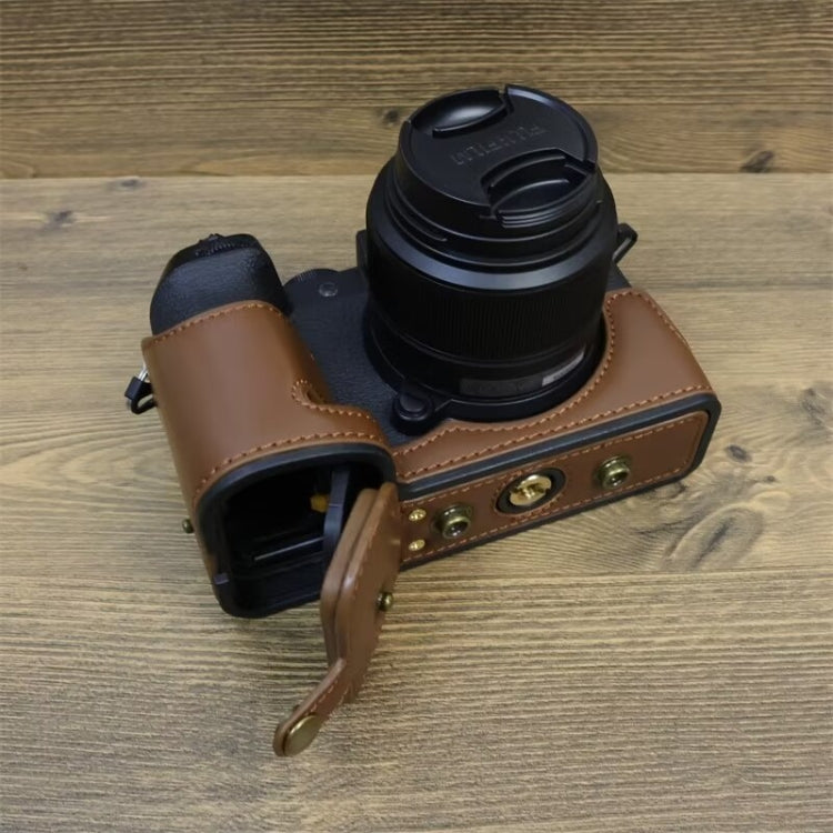 For FUJIFILM X-S20 Full Body Leather Camera Case Bag with Strap(Coffee) - Leather Bag by PMC TechLife | Online Shopping South Africa | PMC TechLife | Buy Now Pay Later Mobicred