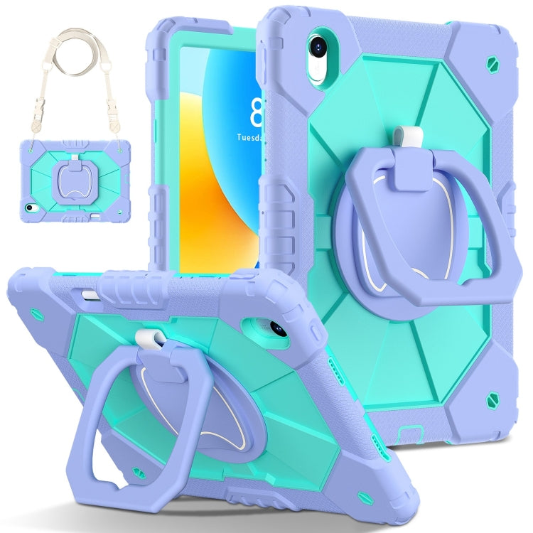 For Huawei Matepad 11.5 2023 Contrast Color Robot Silicone Hybrid PC Tablet Case(Purple Mint Green) - Huawei by PMC Jewellery | Online Shopping South Africa | PMC Jewellery | Buy Now Pay Later Mobicred
