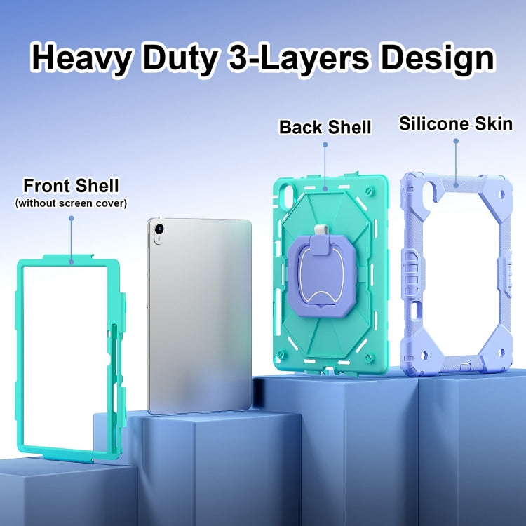 For Huawei Matepad 11.5 2023 Contrast Color Robot Silicone Hybrid PC Tablet Case(Purple Mint Green) - Huawei by PMC Jewellery | Online Shopping South Africa | PMC Jewellery | Buy Now Pay Later Mobicred