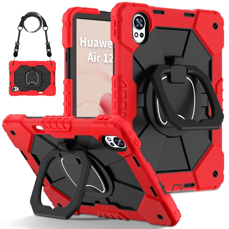 For Huawei MatePad Air 12 2024 Contrast Color Robot Silicone Hybrid PC Tablet Case(Red Black) - Huawei by PMC Jewellery | Online Shopping South Africa | PMC Jewellery | Buy Now Pay Later Mobicred
