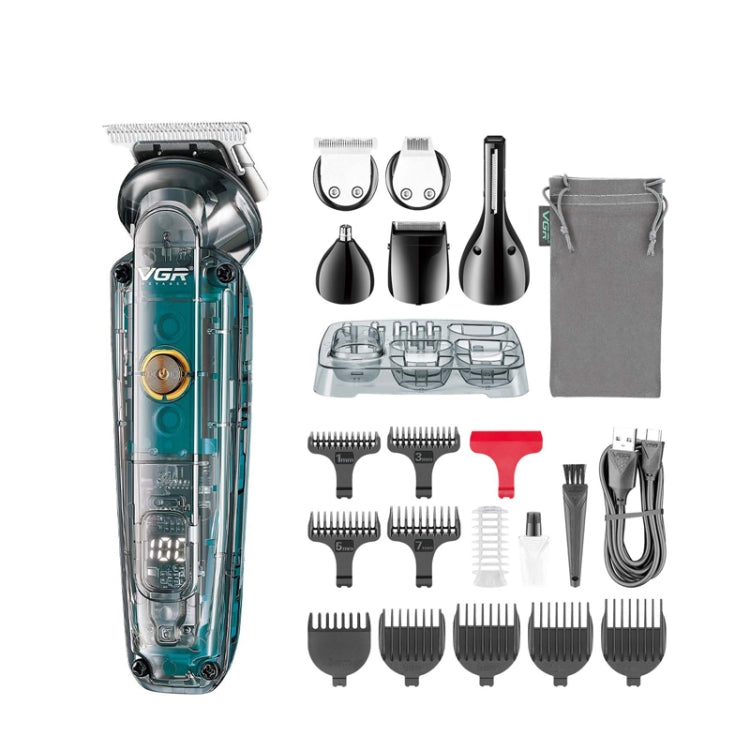 VGR V-102 6 in 1 USB Transparent Digital Display Professional Hair Clipper Set - free shipping - PMC TechLife - Order now!