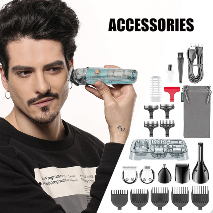 VGR V-102 6 in 1 USB Transparent Digital Display Professional Hair Clipper Set - free shipping - PMC TechLife - Order now!