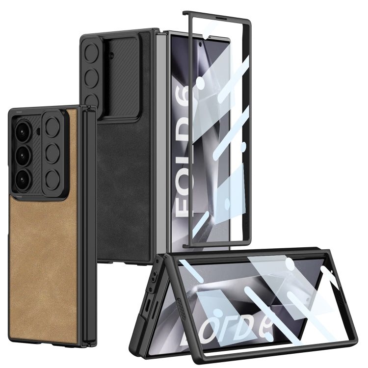 For Samsung Galaxy Z Fold6 GKK Integrated Ultra-thin Sliding Window Frosted Leather Phone Case(Grey) - free shipping - PMC Jewellery - Order now!