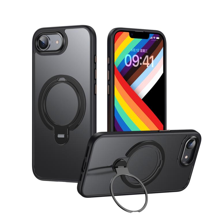 For iPhone 16e Double Ring MagSafe Magnetic Holder Phone Case(Matte Black) - free shipping - PMC TechLife - Order now!