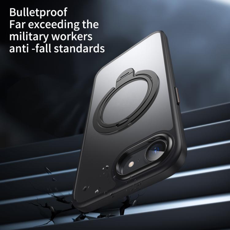 For iPhone 16e Double Ring MagSafe Magnetic Holder Phone Case(Matte Black) - free shipping - PMC TechLife - Order now!