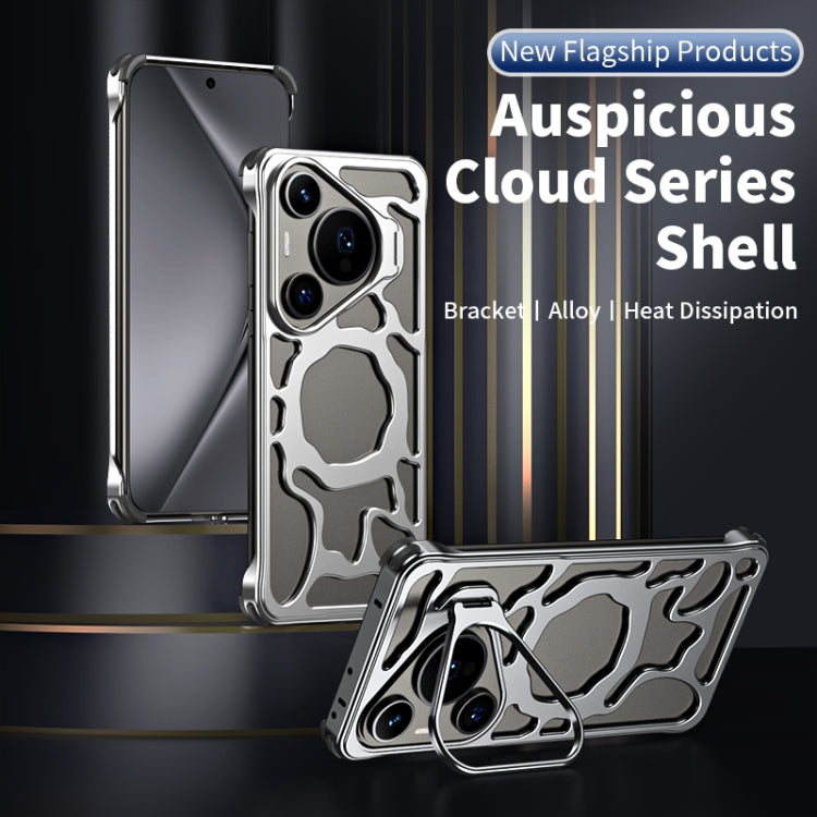 For Huawei Pura 70 Pro Auspicious Cloud Series MagSafe Metal Phone Case with Bracket(Silver) - Huawei Cases by PMC Jewellery | Online Shopping South Africa | PMC Jewellery | Buy Now Pay Later Mobicred