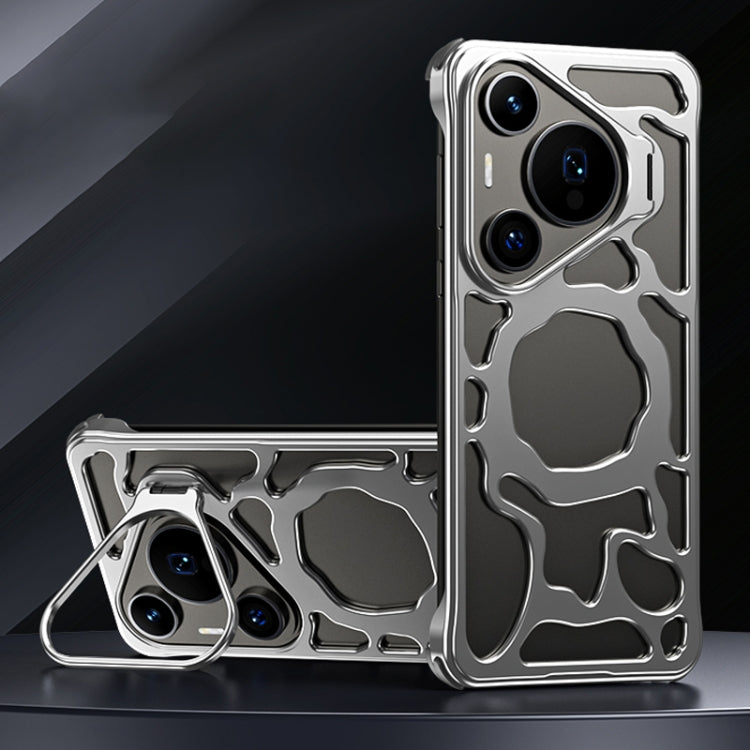 For Huawei Pura 70 Pro+ Auspicious Cloud Series MagSafe Metal Phone Case with Bracket(Silver) - free shipping - PMC Jewellery - Order now!
