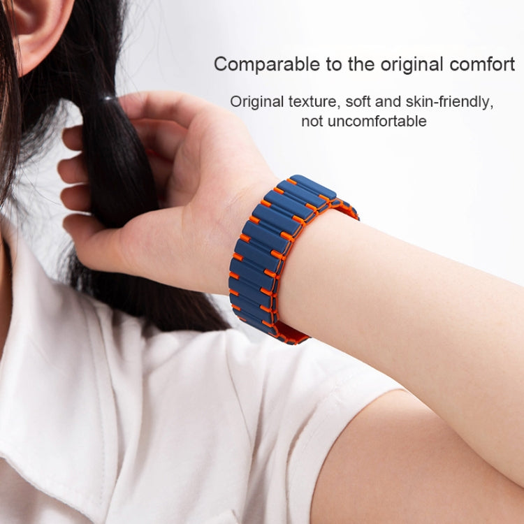 For Apple Watch SE 2023 44mm Two-color Magnetic Silicone Watch Band(Mist Blue Orange) - Watch Bands by PMc TechLife | Online Shopping South Africa | PMc TechLife | Buy Now Pay Later Mobicred