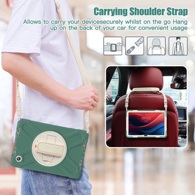For Lenovo Tab M11 /Xiaomi Pad 11 2024 Rotatable Holder Silicone Hybrid PC Tablet Case with Shoulder Strap(Emerald Green) - Lenovo by PMC Jewellery | Online Shopping South Africa | PMC Jewellery | Buy Now Pay Later Mobicred