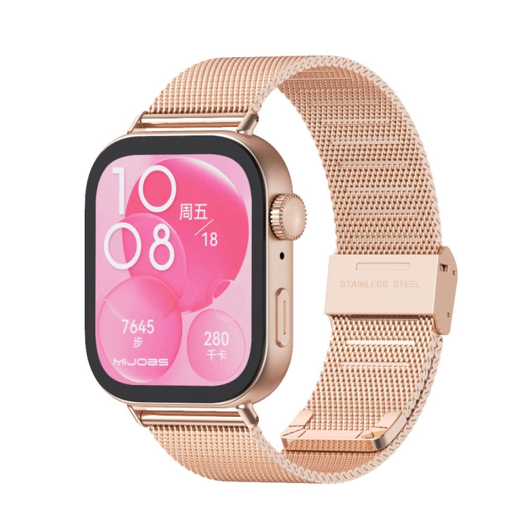 For Huawei Watch Fit3 MIJOBS Milan Buckle Stainless Steel Watch Band(Rose Gold) - free shipping - PMc TechLife - Order now!