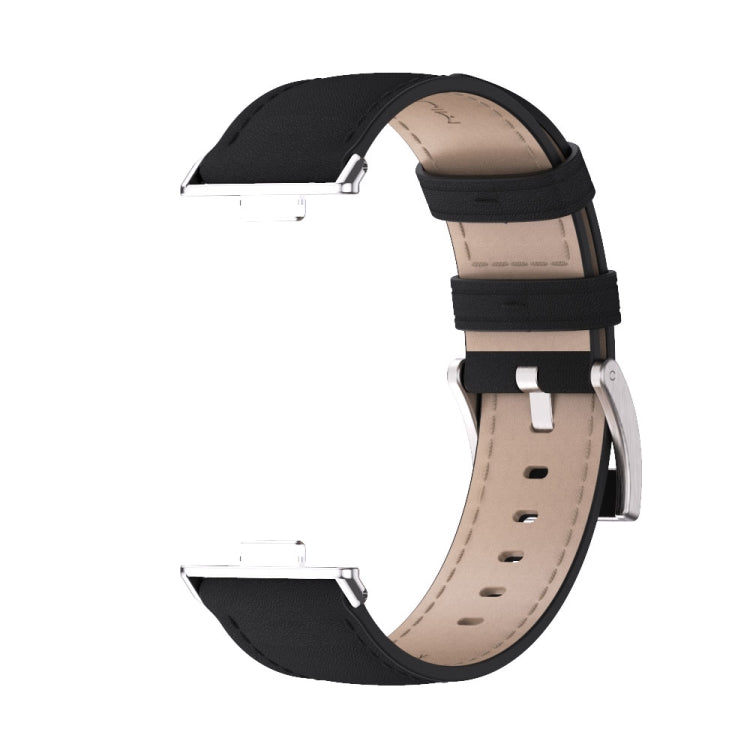 For Huawei Watch Fit3 MIJOBS Genuine Leather Watch Band(Black Silver) - free shipping - PMc TechLife - Order now!