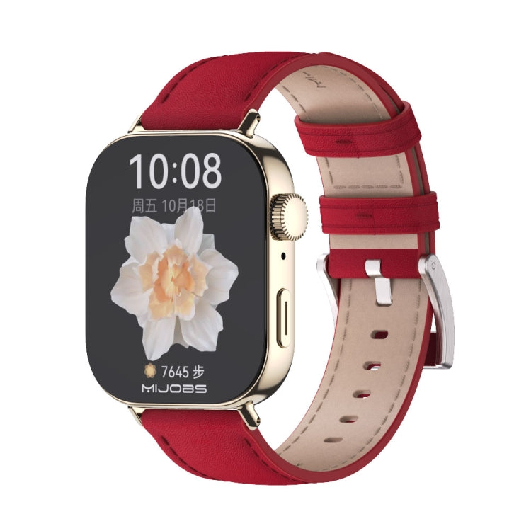 For Huawei Watch Fit3 MIJOBS Genuine Leather Watch Band(Red Light Gold) - Watch Bands by MIJOBS | Online Shopping South Africa | PMc TechLife | Buy Now Pay Later Mobicred