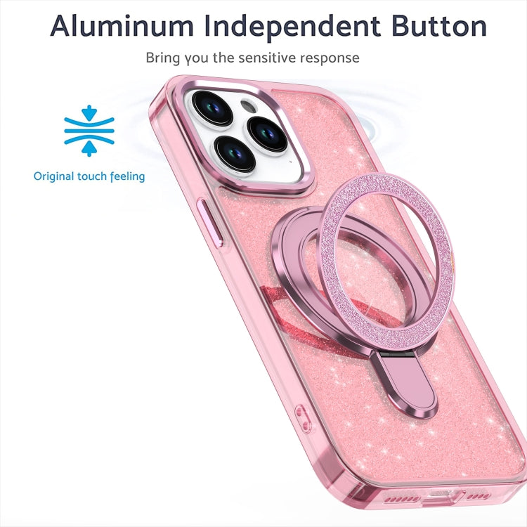For iPhone 16 Plus Glitter Ring Holder MagSafe Phone Case(Pink) - iPhone 16 Plus Cases by PMC TechLife | Online Shopping South Africa | PMC TechLife | Buy Now Pay Later Mobicred