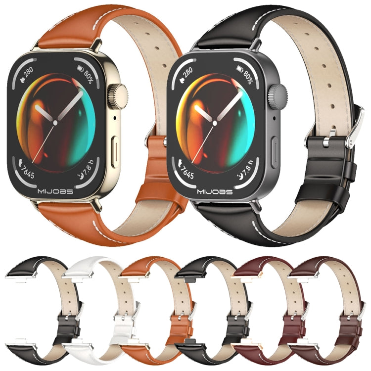 For Huawei Watch Fit3 MIJOBS Slim Genuine Leather Watch Band(Wine Red Rose Gold) - free shipping - PMC TechLife - Order now!
