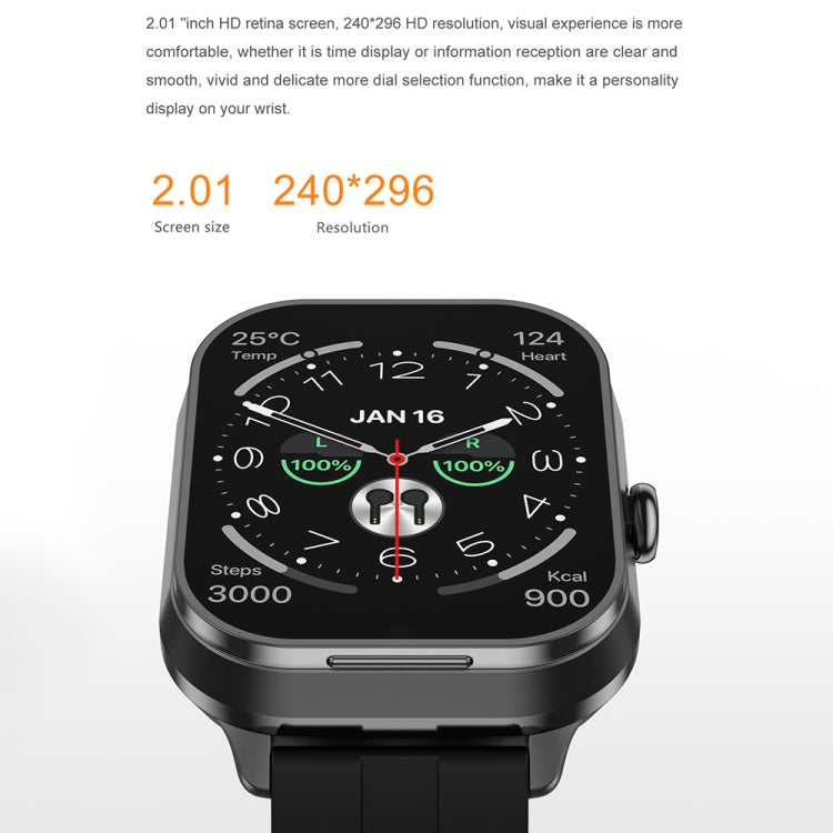D8 Pro 2.01 inch 2 in 1 Bluetooth Earphone Steel Strap Smart Watch, Support NFC with Cover(Space Grey) - Smart Watches by PMC TechLife | Online Shopping South Africa | PMC TechLife | Buy Now Pay Later Mobicred