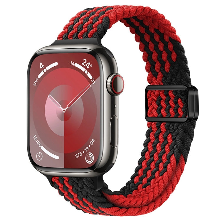 For Apple Watch SE 2023 44mm Slim Magnetic Buckle Nylon Braided Watch Band(Z Pattern Black Red) - free shipping - PMc TechLife - Order now!