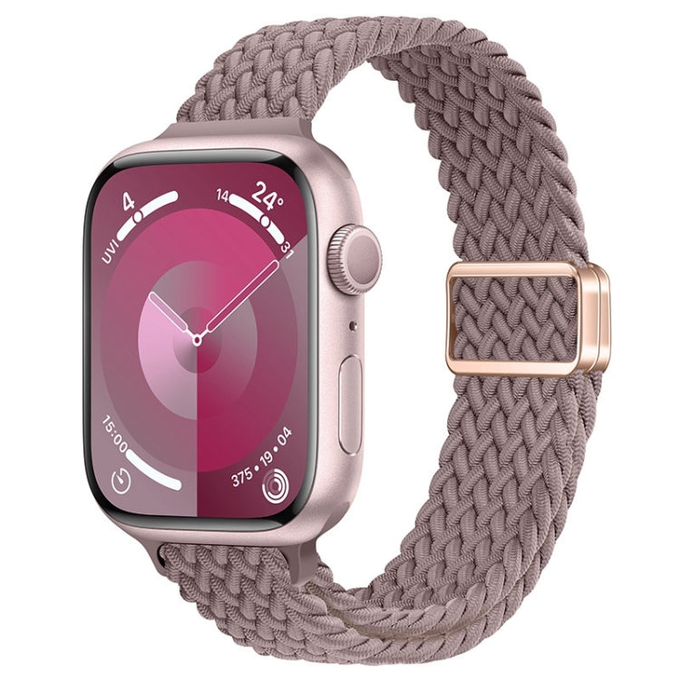 For Apple Watch SE 2023 44mm Slim Magnetic Buckle Nylon Braided Watch Band(Smoke Purple) - free shipping - PMc TechLife - Order now!