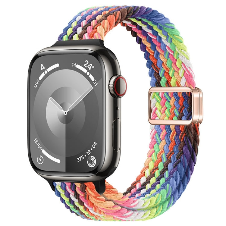 For Apple Watch SE 2023 40mm Slim Magnetic Buckle Nylon Braided Watch Band(Radiant New Rainbow) - free shipping - PMc TechLife - Order now!
