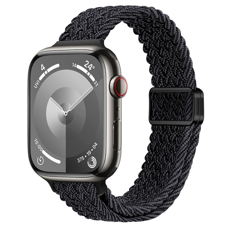For Apple Watch Series 8 45mm Slim Magnetic Buckle Nylon Braided Watch Band(Black Grey) - free shipping - PMc TechLife - Order now!