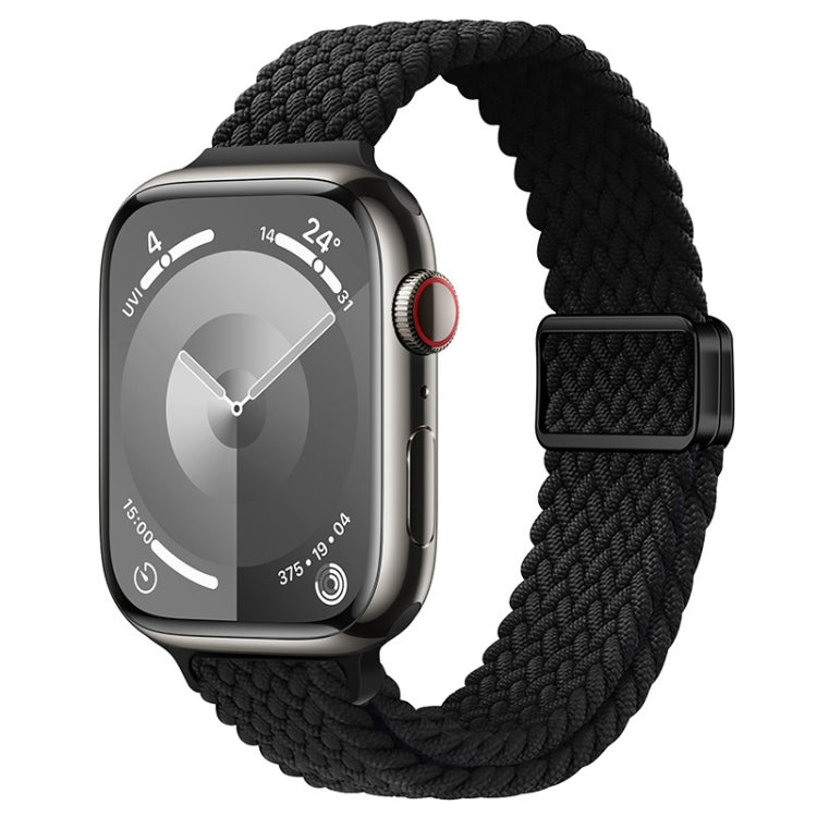 For Apple Watch SE 2022 44mm Slim Magnetic Buckle Nylon Braided Watch Band(Black) - free shipping - PMc TechLife - Order now!