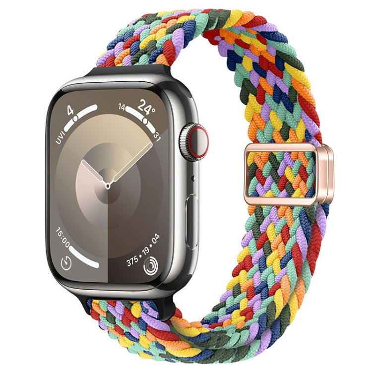 For Apple Watch SE 44mm Slim Magnetic Buckle Nylon Braided Watch Band(W Pattern Colorful) - free shipping - PMc TechLife - Order now!