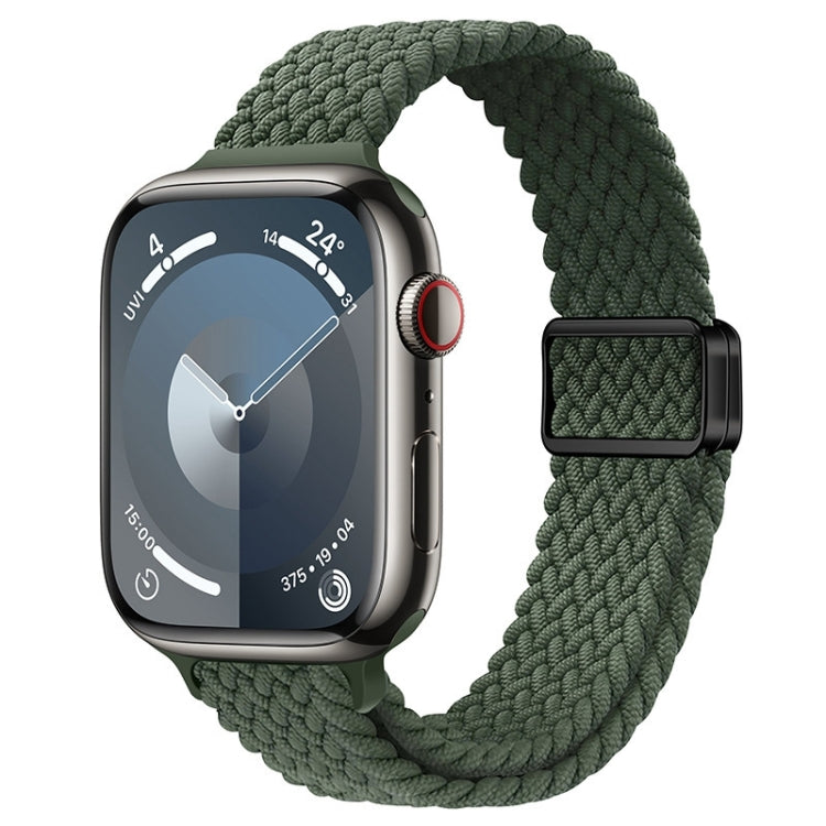 For Apple Watch Series 6 40mm Slim Magnetic Buckle Nylon Braided Watch Band(Dark Olive Green) - free shipping - PMc TechLife - Order now!