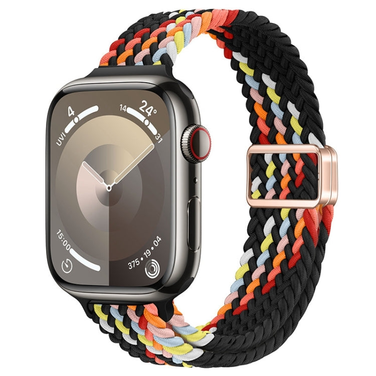 For Apple Watch Series 5 44mm Slim Magnetic Buckle Nylon Braided Watch Band(Z Pattern Black Rainbow) - free shipping - PMc TechLife - Order now!
