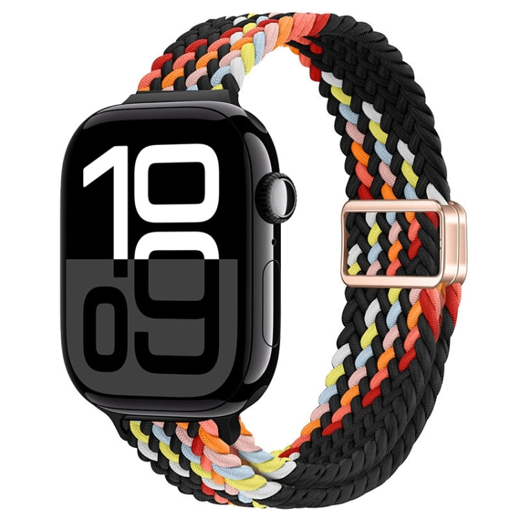 For Apple Watch Series 10 42mm Slim Magnetic Buckle Nylon Braided Watch Band(Z Pattern Black Rainbow) - free shipping - PMc TechLife - Order now!