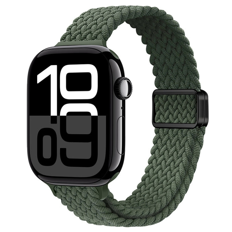 For Apple Watch Series 10 42mm Slim Magnetic Buckle Nylon Braided Watch Band(Dark Olive Green) - free shipping - PMc TechLife - Order now!