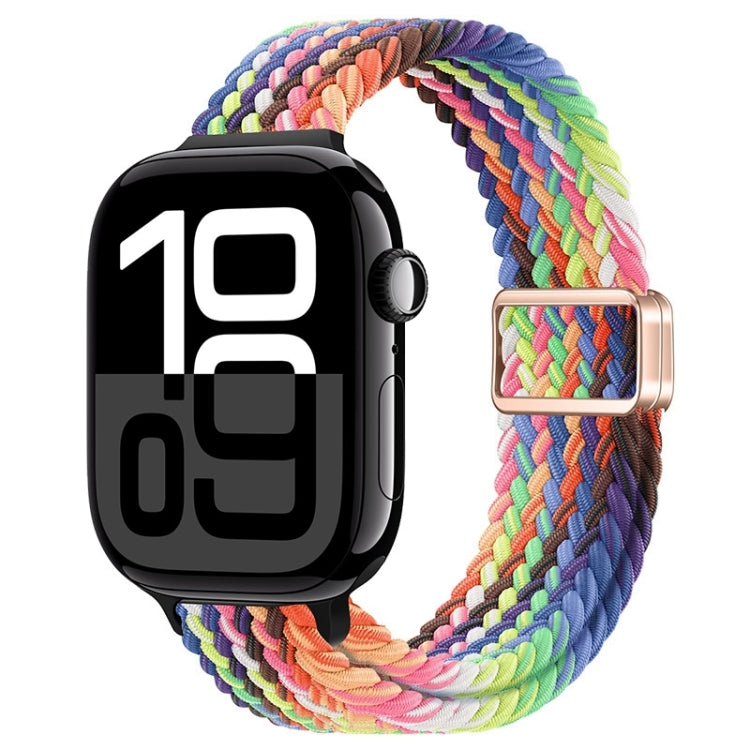 For Apple Watch Series 10 46mm Slim Magnetic Buckle Nylon Braided Watch Band(Radiant New Rainbow) - free shipping - PMc TechLife - Order now!