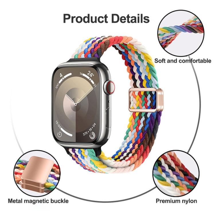 For Apple Watch SE 2023 40mm Slim Magnetic Buckle Nylon Braided Watch Band(Rainbow) - free shipping - PMc TechLife - Order now!