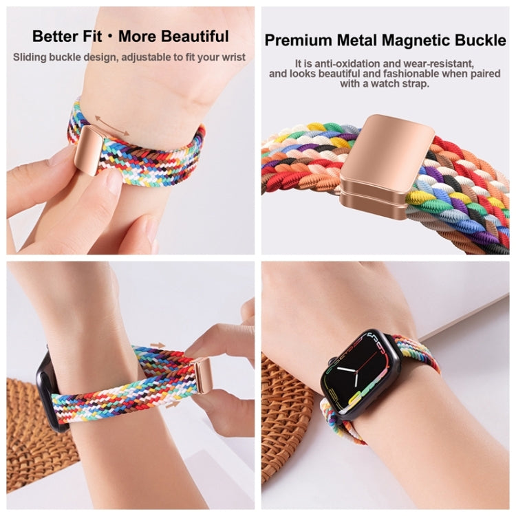 For Apple Watch Series 4 44mm Slim Magnetic Buckle Nylon Braided Watch Band(Z Pattern White Rainbow) - free shipping - PMc TechLife - Order now!