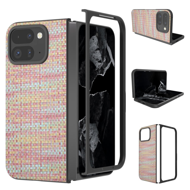 For Google Pixel 9 Pro Fold Black Frame Color Lattice Texture PU Phone Case(Pink) - Google Cases by PMC TechLife | Online Shopping South Africa | PMC TechLife | Buy Now Pay Later Mobicred