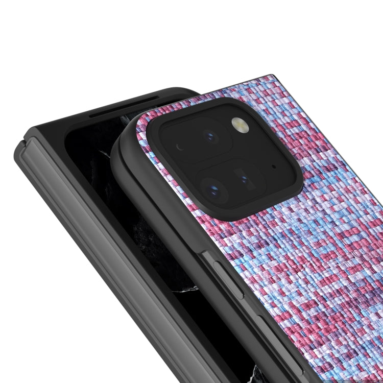 For Google Pixel 9 Pro Fold Black Frame Color Lattice Texture PU Phone Case(Purple) - Google Cases by PMC TechLife | Online Shopping South Africa | PMC TechLife | Buy Now Pay Later Mobicred