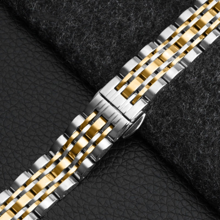 For Garmin Lily 2 Seven-beads 14mm Stainless Steel Watch Band(Silver Gold) - Watch Bands by PMc TechLife | Online Shopping South Africa | PMc TechLife | Buy Now Pay Later Mobicred