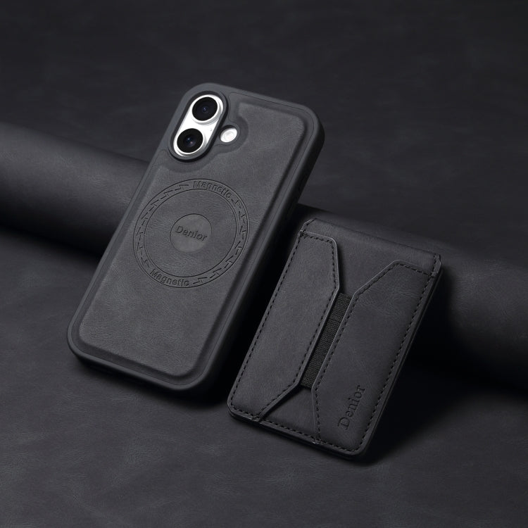 For iPhone 16 Plus Denior D17 Skin Feel MagSafe Detachable Card Slot Phone Case(Black) - iPhone 16 Plus Cases by Denior | Online Shopping South Africa | PMC TechLife | Buy Now Pay Later Mobicred