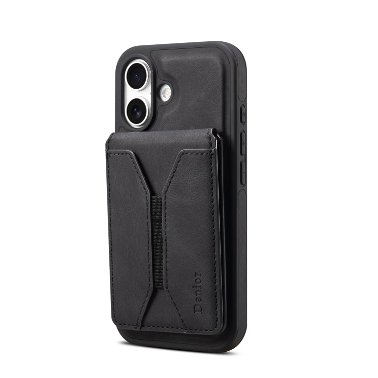 For iPhone 16 Plus Denior D17 Skin Feel MagSafe Detachable Card Slot Phone Case(Black) - iPhone 16 Plus Cases by Denior | Online Shopping South Africa | PMC TechLife | Buy Now Pay Later Mobicred