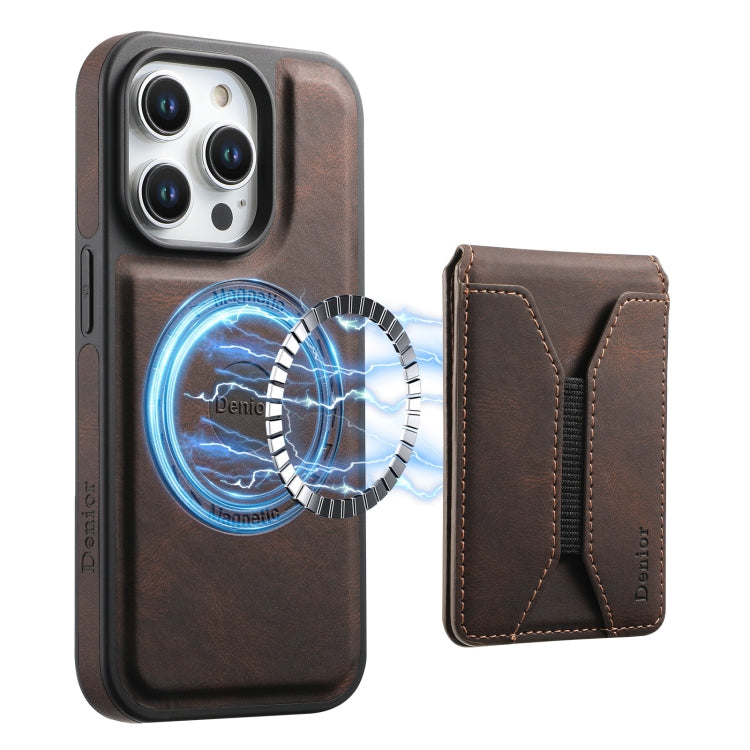 For iPhone 16 Pro Denior D17 Skin Feel MagSafe Detachable Card Slot Phone Case(Brown) - iPhone 16 Pro Cases by Denior | Online Shopping South Africa | PMC TechLife | Buy Now Pay Later Mobicred
