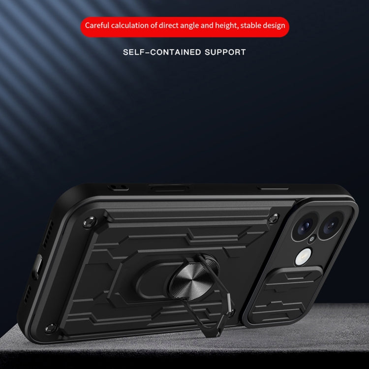 For iPhone 16 Plus Sliding Camshield TPU+PC Phone Case with Card Slot(Grey) - iPhone 16 Plus Cases by PMC TechLife | Online Shopping South Africa | PMC TechLife | Buy Now Pay Later Mobicred